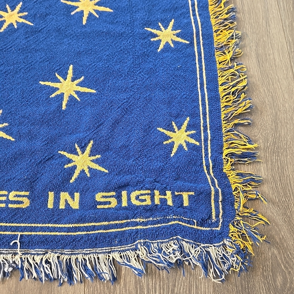 Vintage 90s Celestial Stars Throw Blanket Blue Gold Miracles In Sight Tapestry - Picture 6 of 10